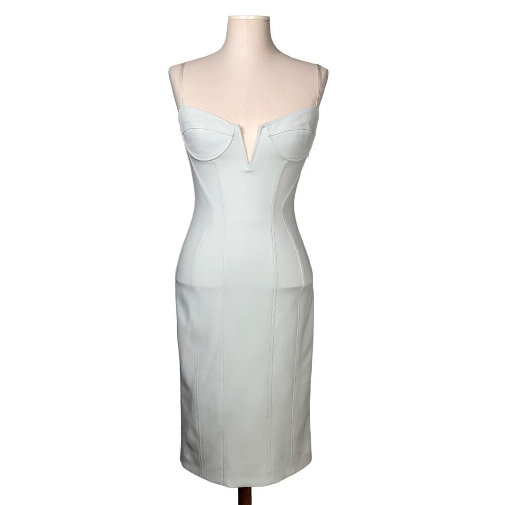 Alexander Wang Blue Green Mint Corset Bustier Seamed Bodycon Midi Dress Size 4